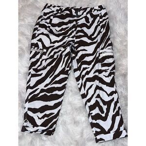 Chico's Brown & White Animal  Print Cropped Pants Capris Size 12
